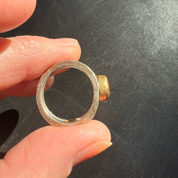 💎100% GENUINE Carnelian GEM. 💯 Sterling Silver and gold ring. Truly A DAZZLER! 6 - Picture 8 of 9